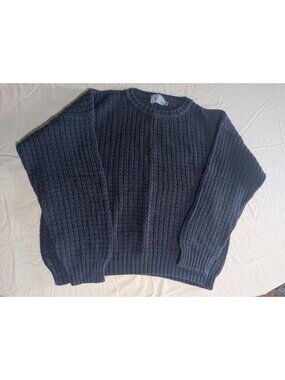 T.L.C. By Lambert Navy Blue Waffle Knit Cotton Crewneck Sweater XXL